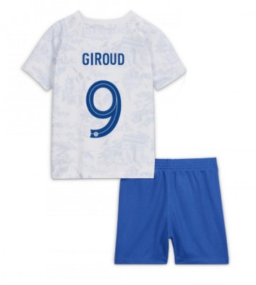 Frankrig Olivier Giroud #9 Replika Babytøj Udebanesæt Børn VM 2022 Kortærmet (+ Korte bukser)